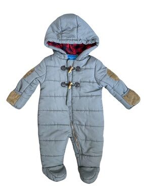 Perry Ellis Light Blue Hooded Puffer Baby Snowsuit